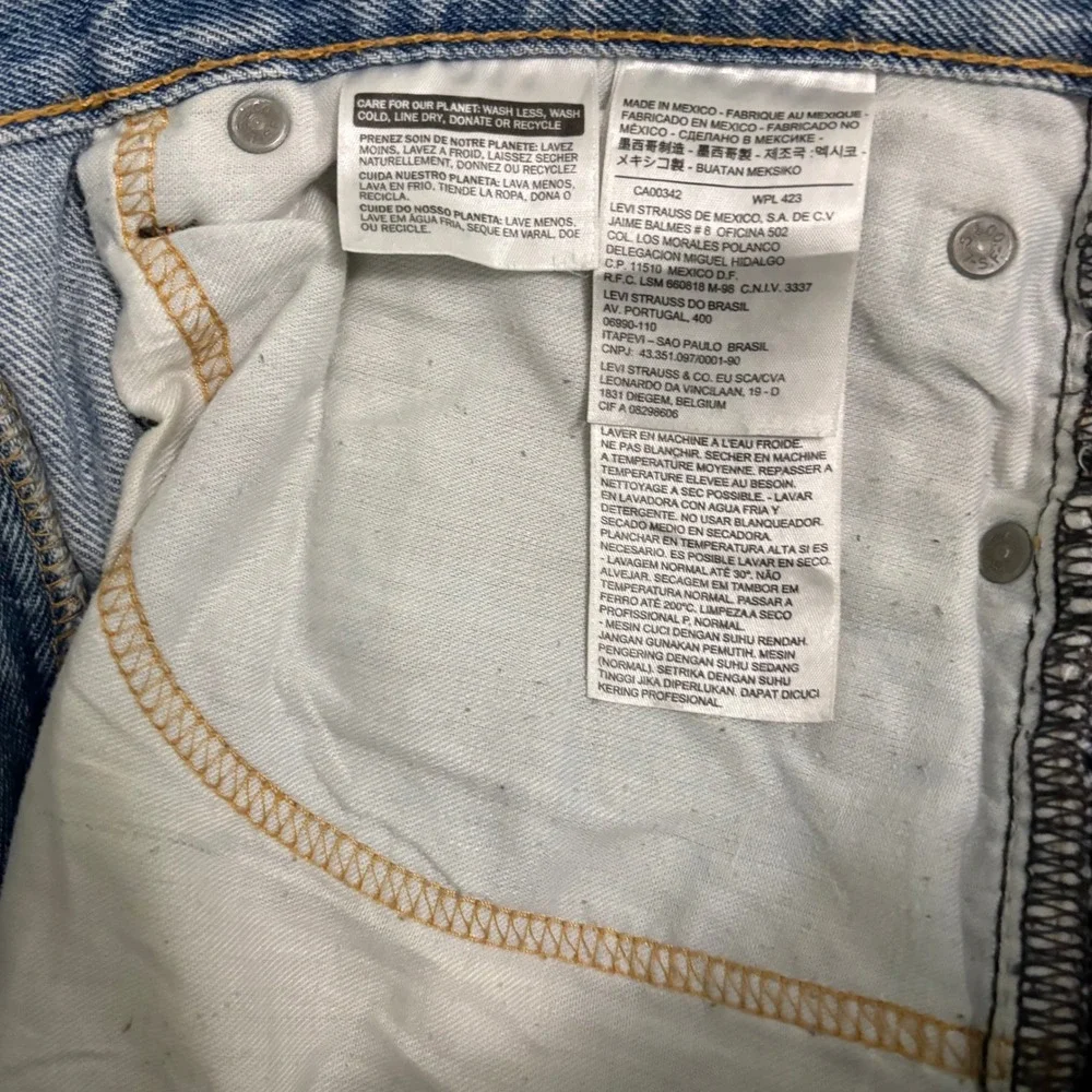 Levis 505 Mens Regular Fit Straight Leg Light Wash Denim Jeans Blue 34x29